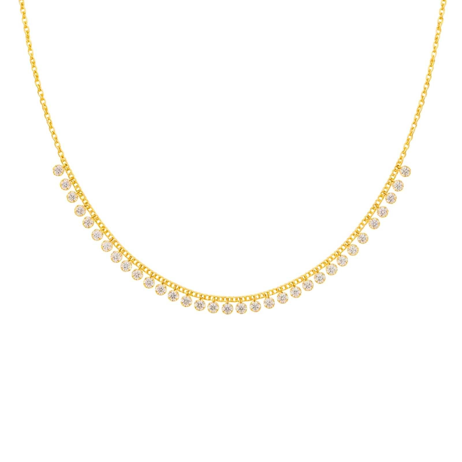 Round Zircon Stone Gold Plated Necklace