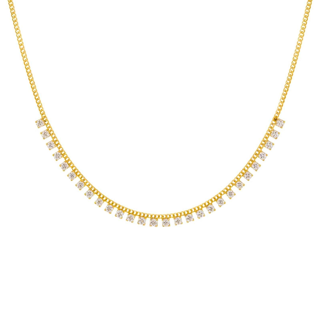Square Zircon Stones Gold Plated Necklace