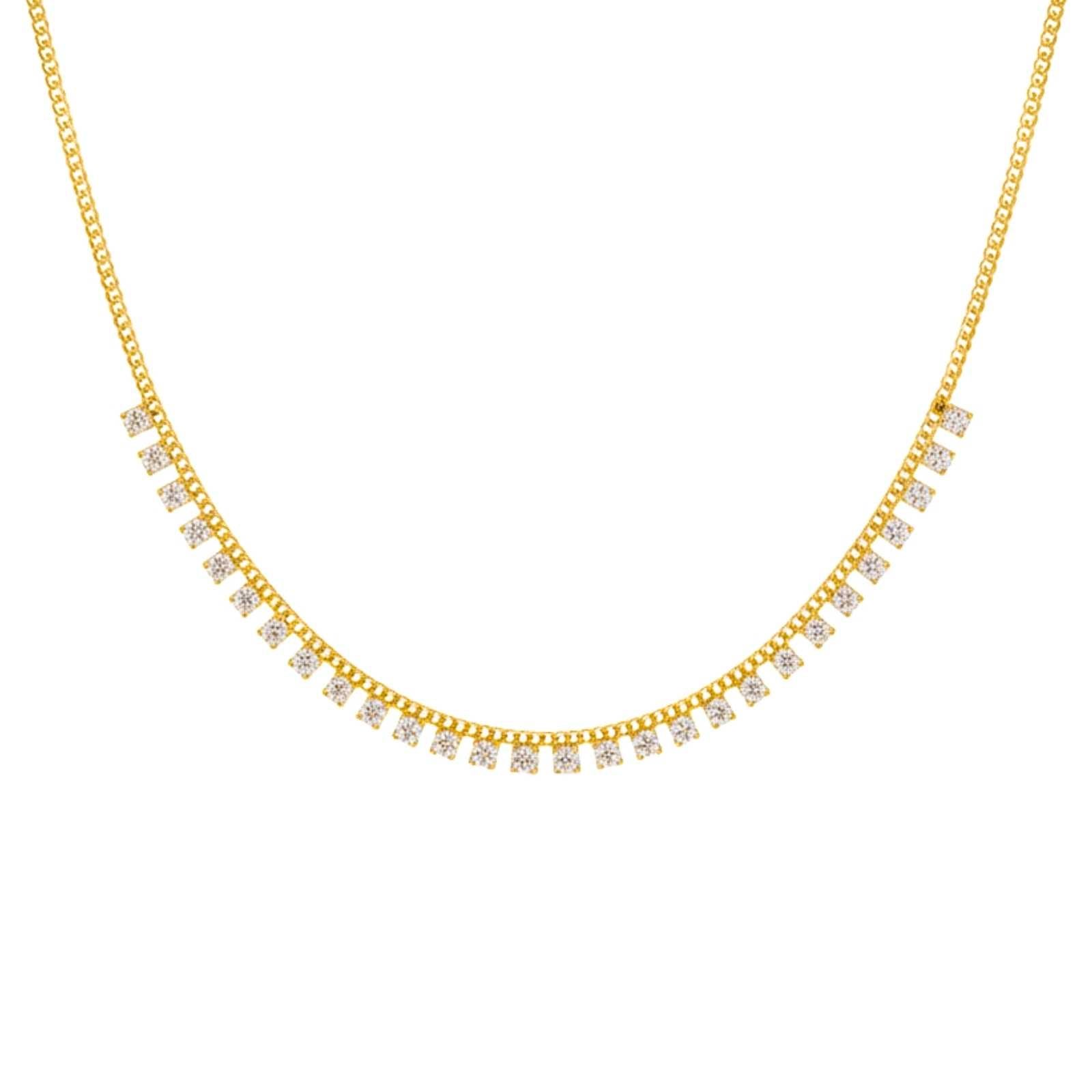 Square Zircon Stones Gold Plated Necklace