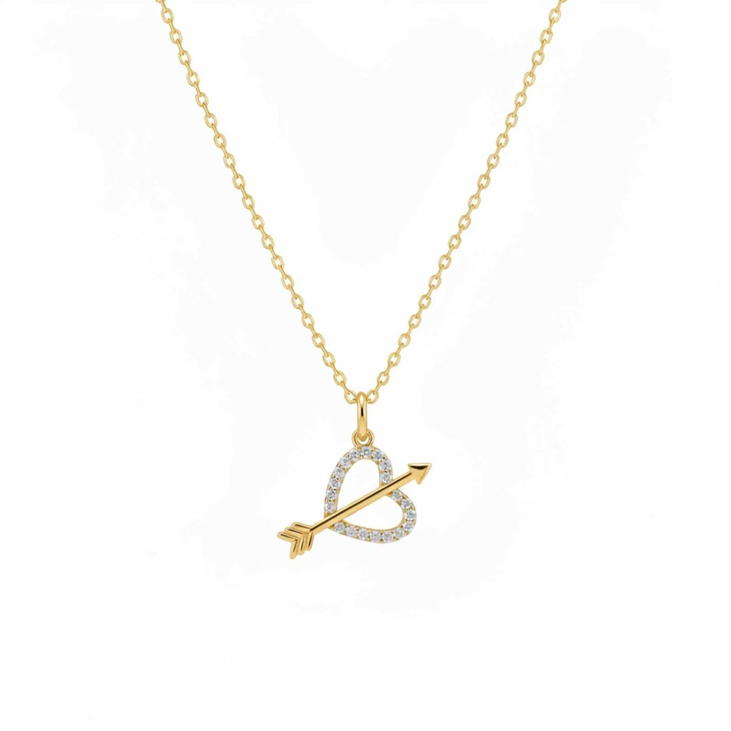 Cupid Arrow Heart Gold Plated Pendant For Women
