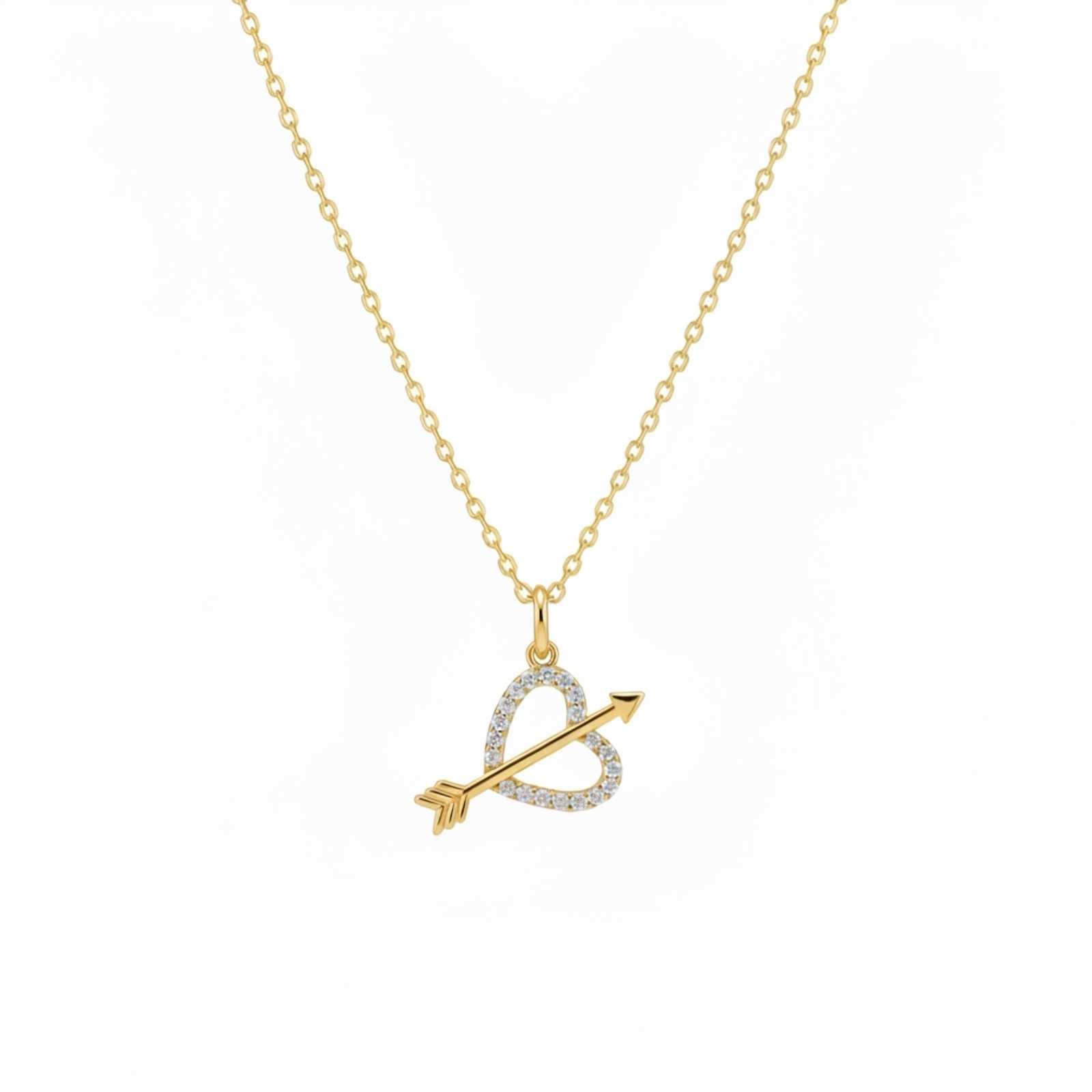 Cupid Arrow Heart Gold Plated Pendant For Women