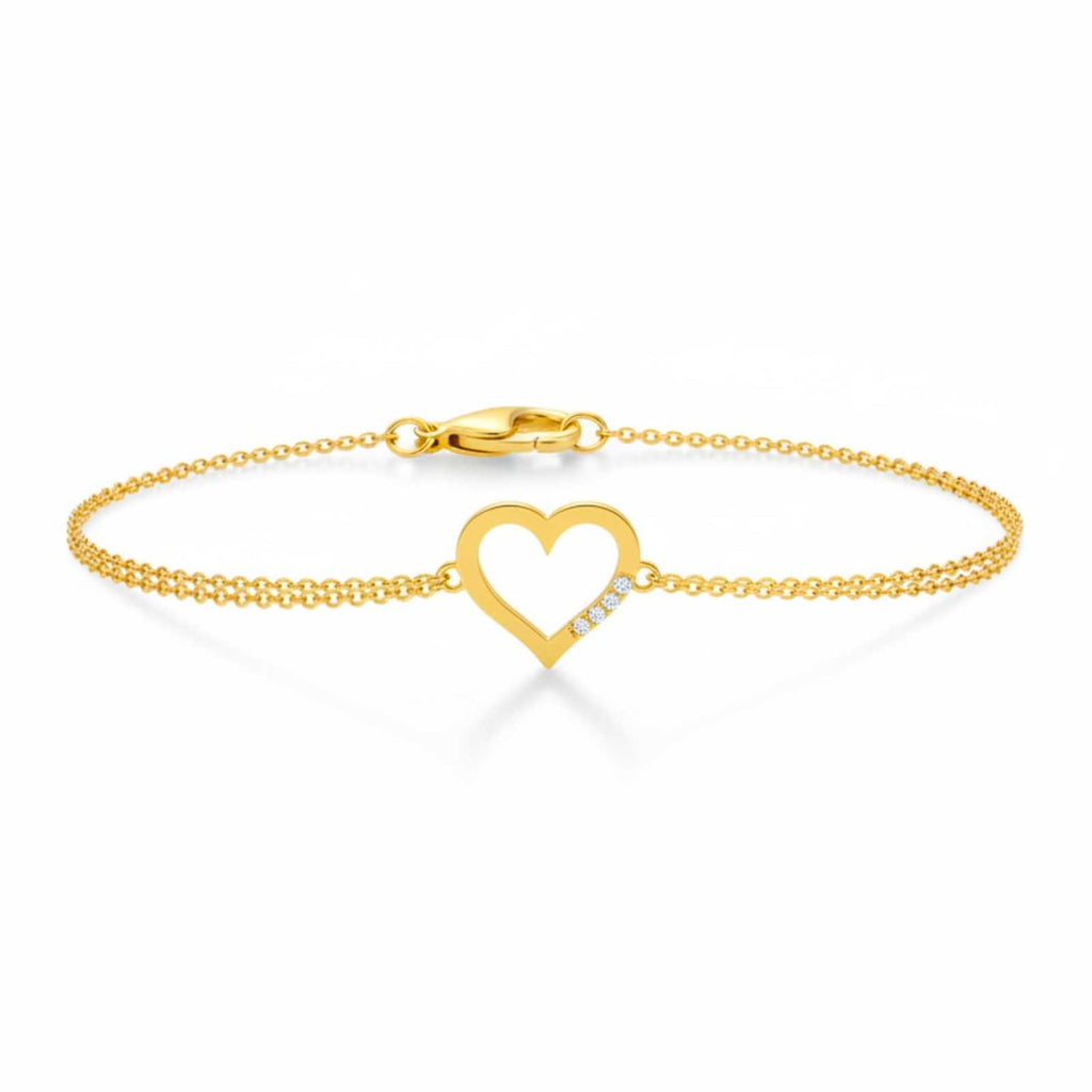 Love Heart Gold Plated Bracelet For Women