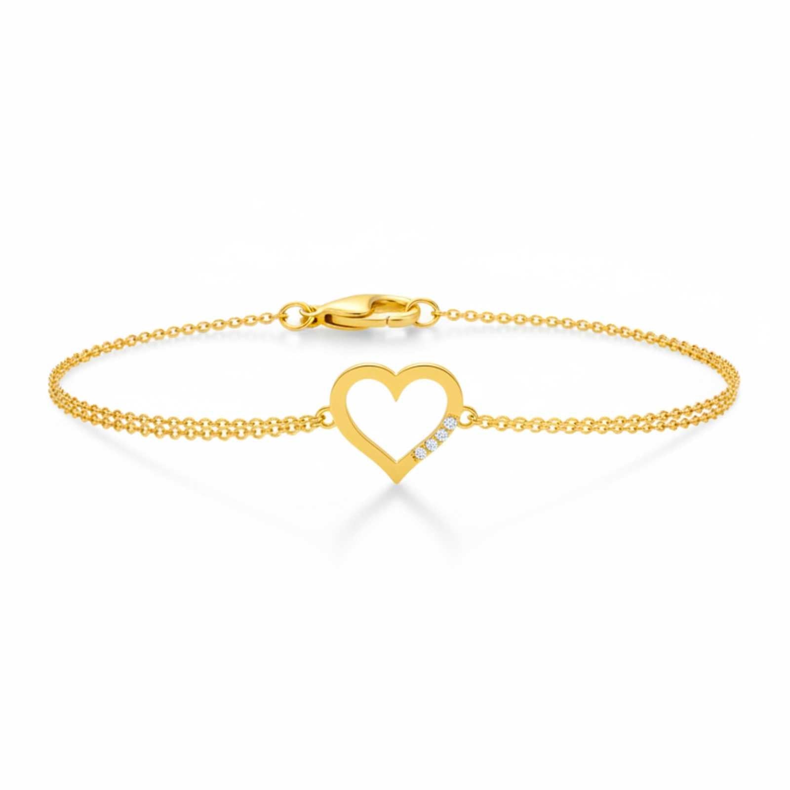 Love Heart Gold Plated Bracelet For Women