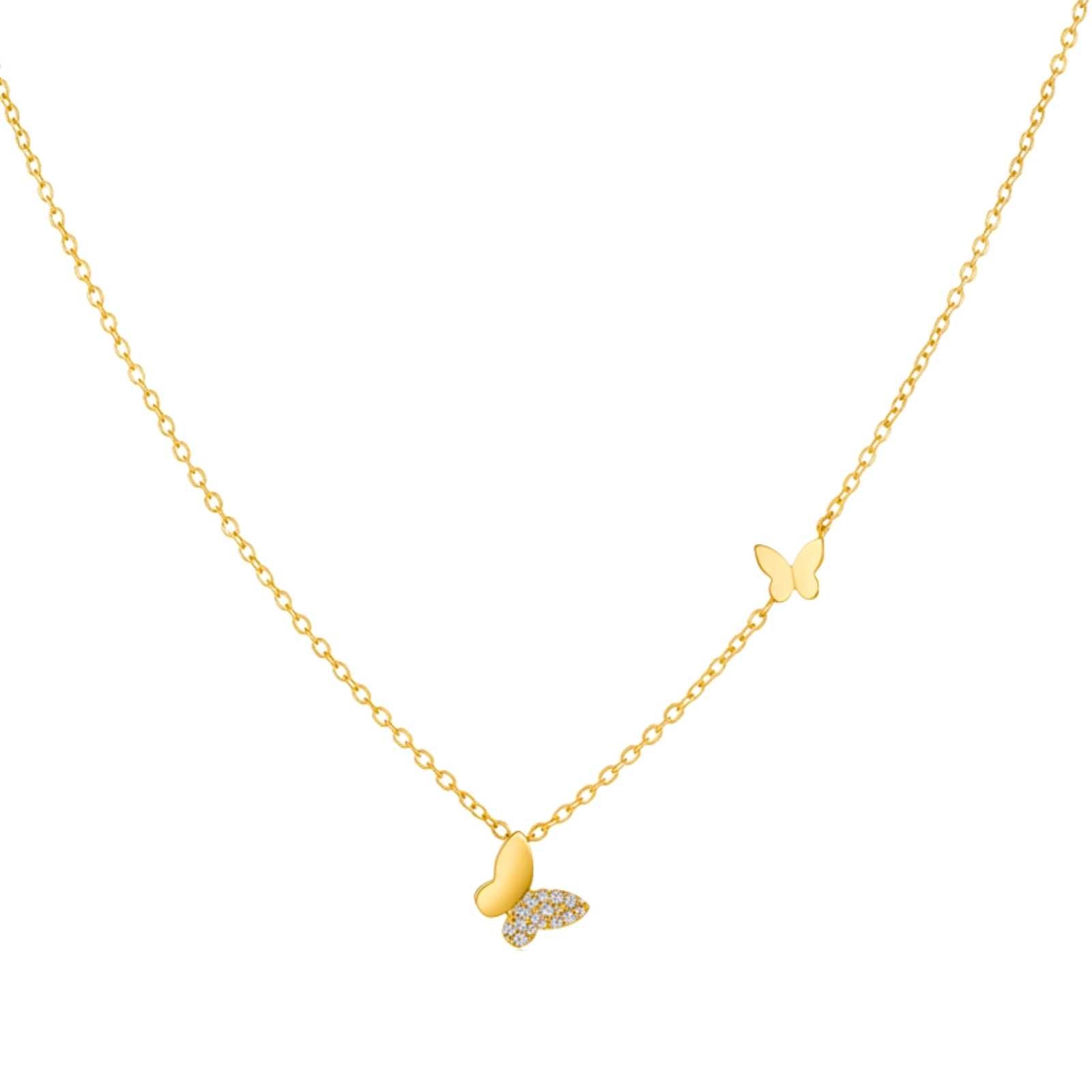Couple Butterflies Gold Plated Pendant For Women
