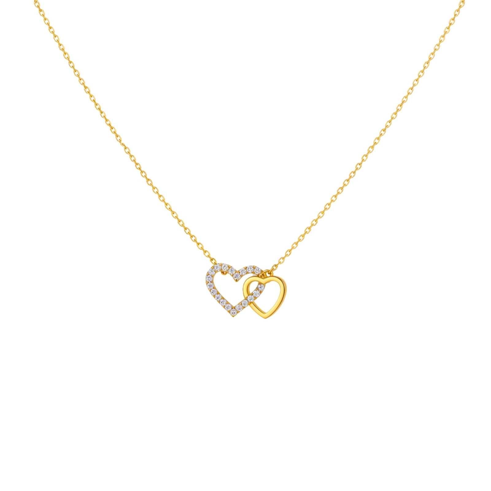 Minimal Twin Heart Gold Plated Pendant for Women